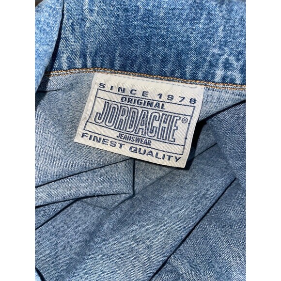 Jordache Vintage Women’s Embellished Denim Jacket size L 1980s Shoulder Pads - Picture 7 of 9